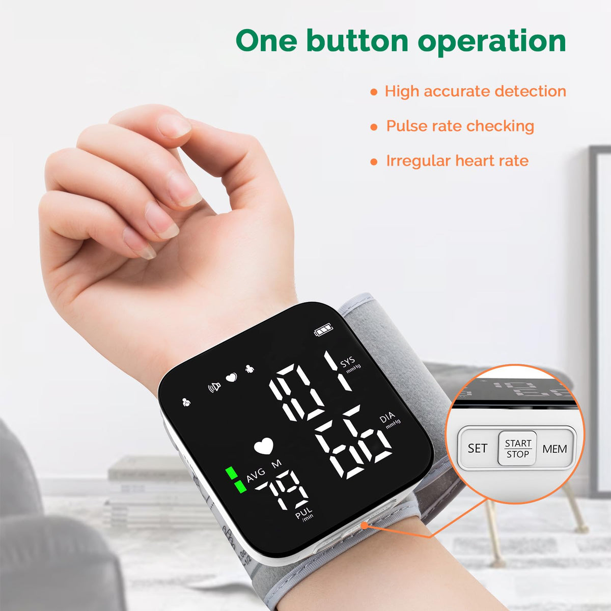 Wrist Blood Pressure Monitor Automatic Talking Digital LED Display M1626