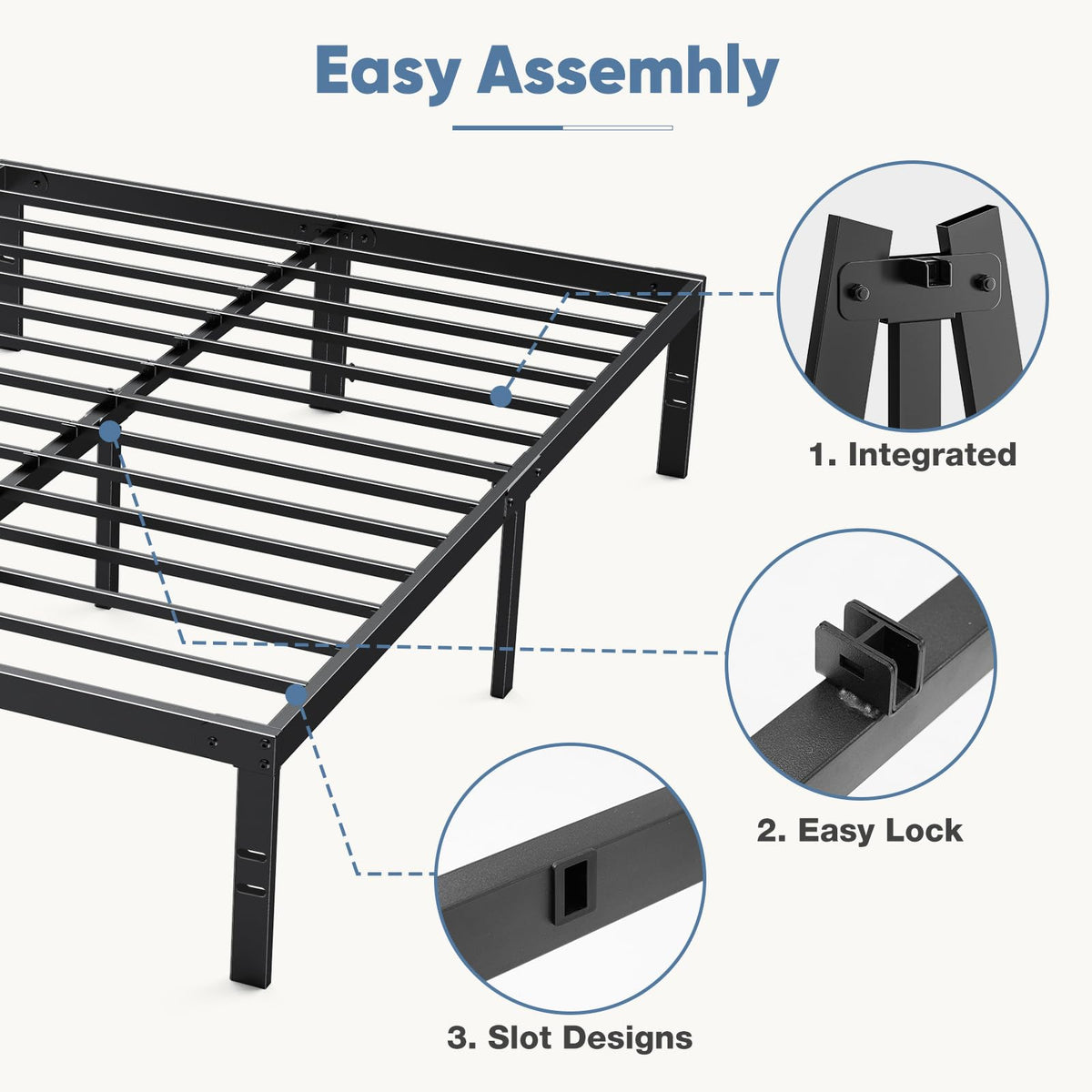 Queen Metal Slat Platform Bed Frame 14 Inch W50505