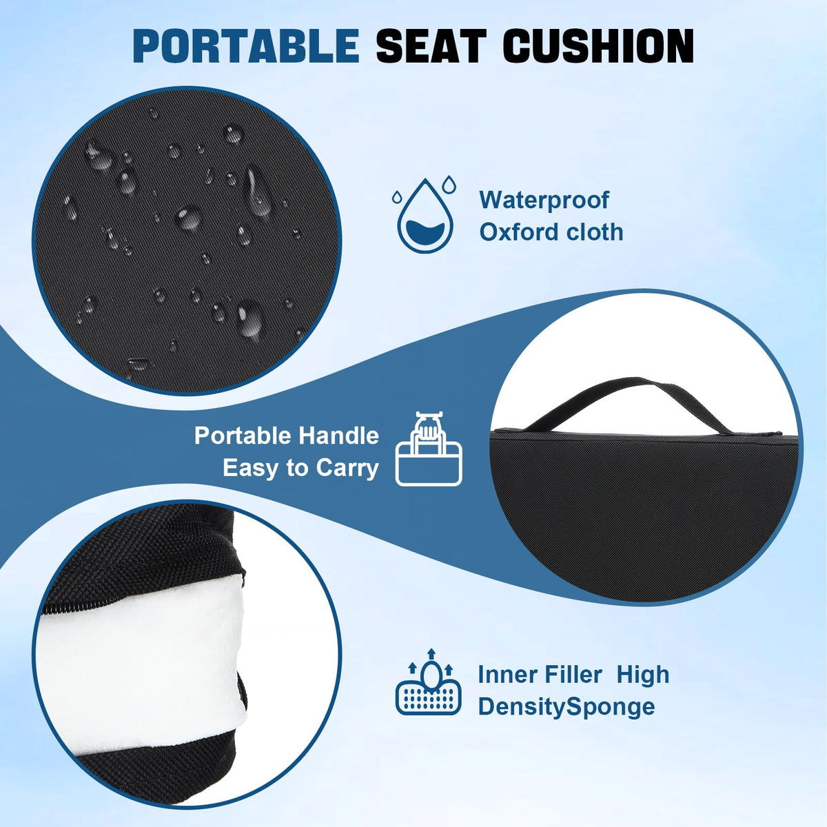 2 Pcs Stadium Seat Cushions with Handle I3483