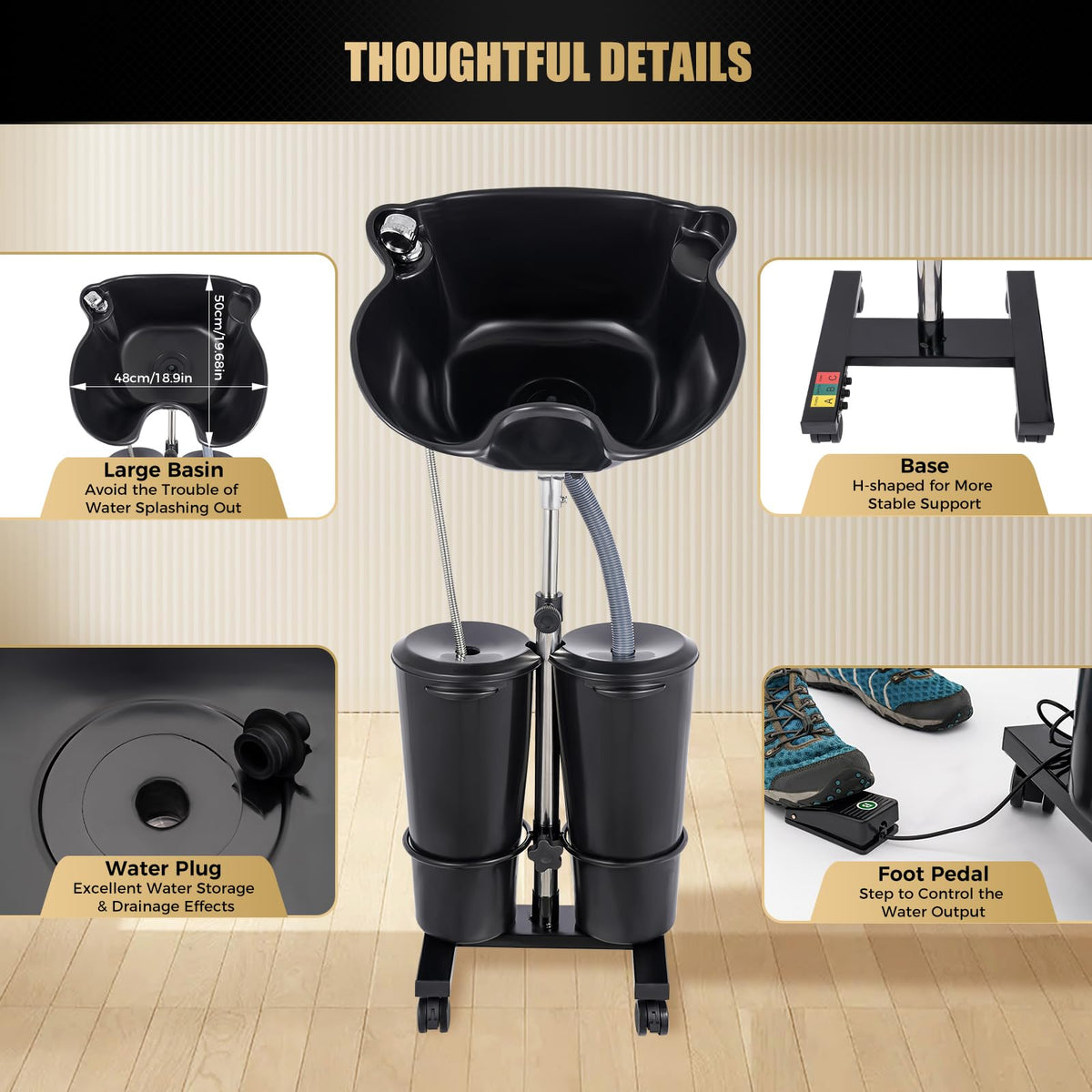 Portable Shampoo Bowl with Electric Pump J3568
