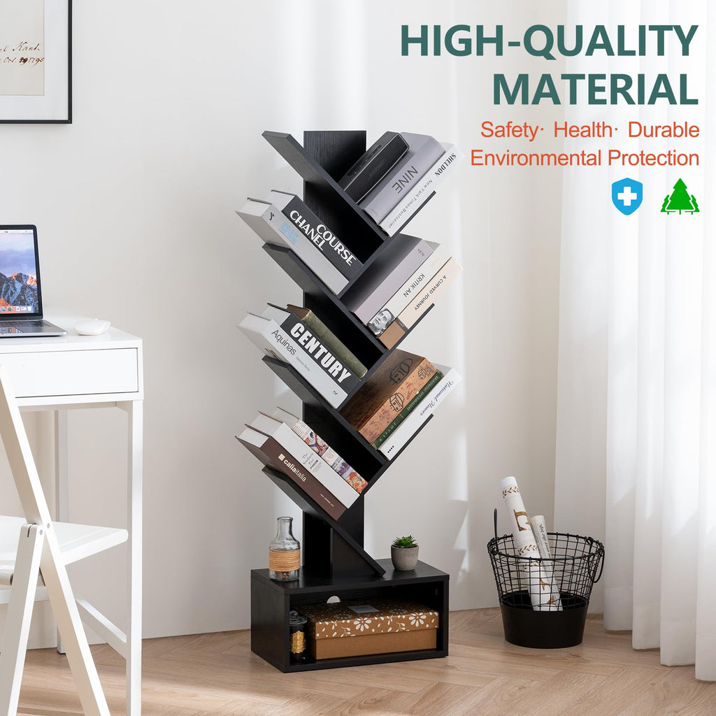 Black 6 Tier Wood Tree Bookshelf B90815