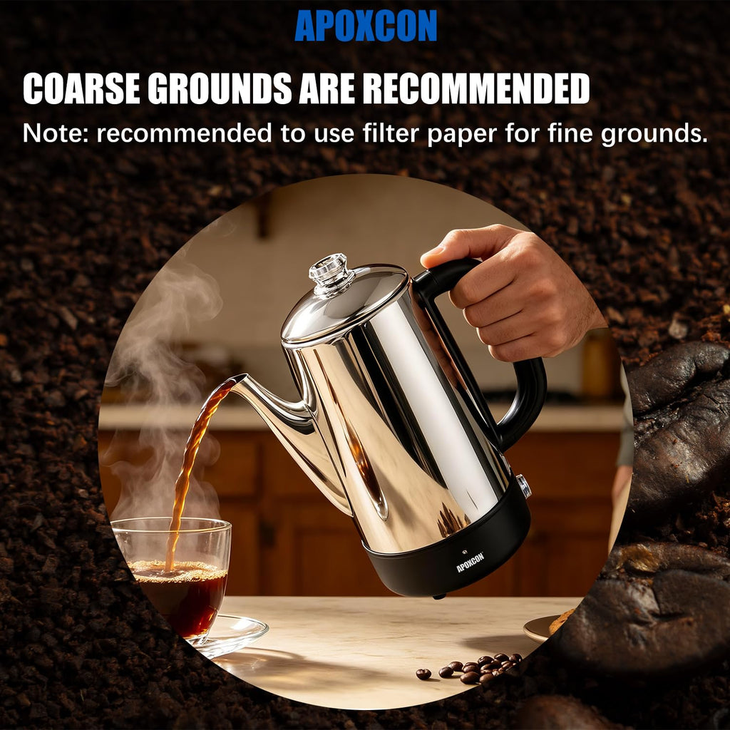 Electric Stainless Steel Coffee Percolator 1200ml 8 Cup Z89866