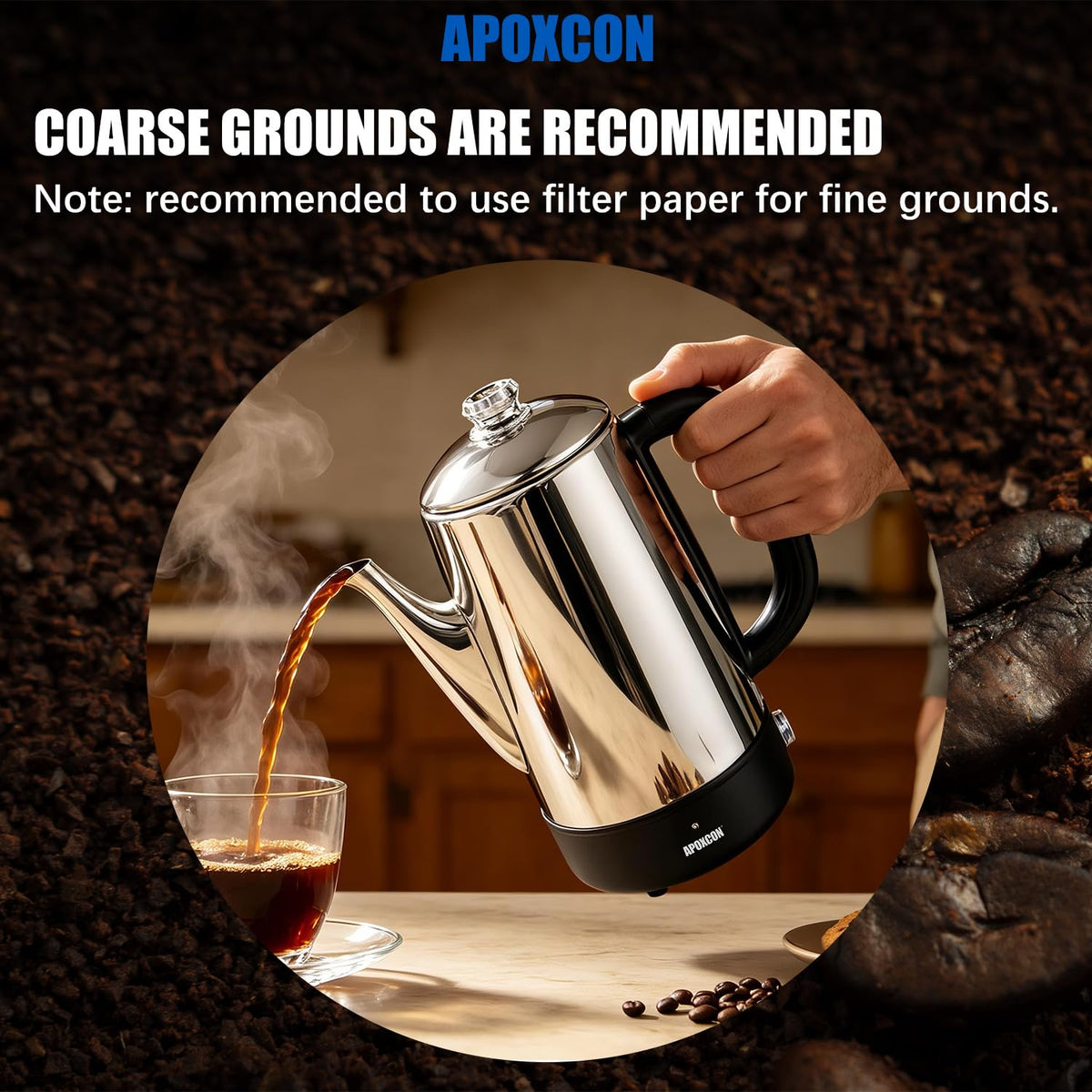Electric Stainless Steel Coffee Percolator 1200ml 8 Cup Z89866
