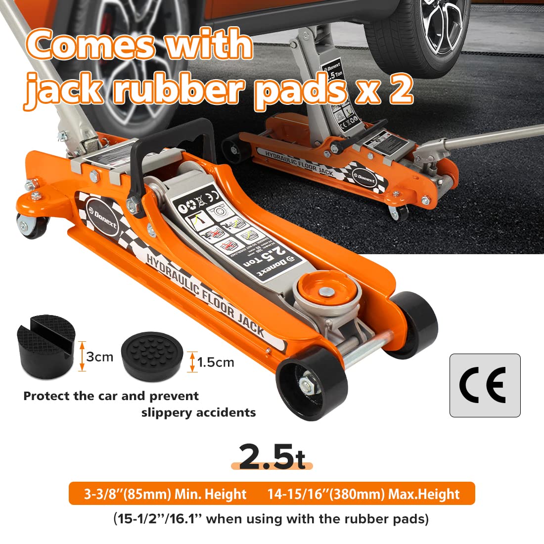 Steel Floor Jack and Orange Jack Stands R164
