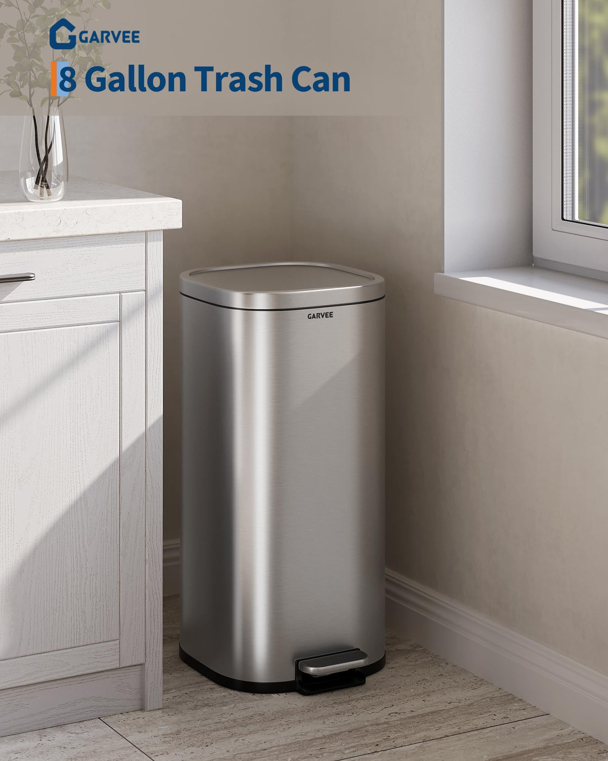 8 Gal Stainless Steel Kitchen Trash Can G584