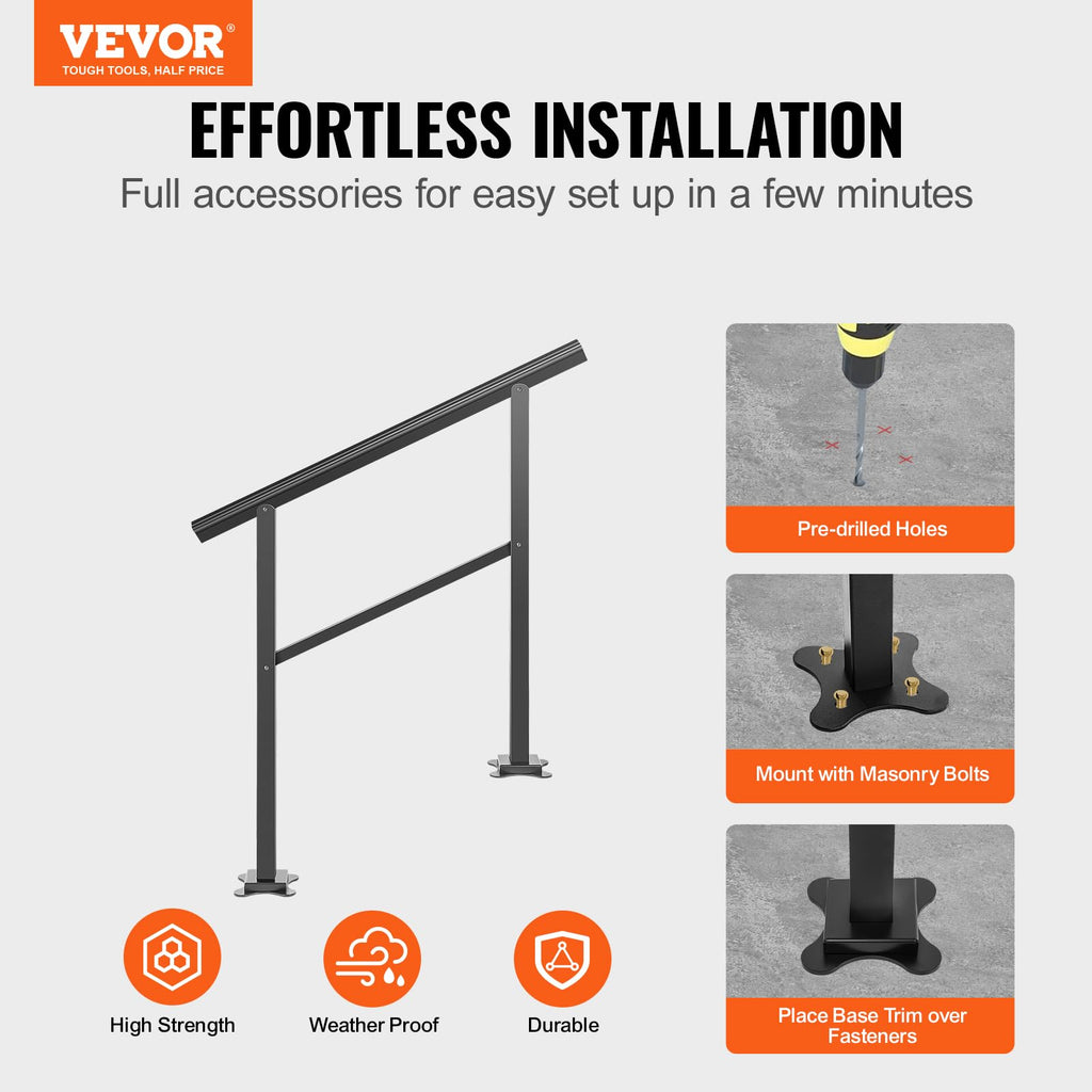 Aluminum Outdoor Stair Handrail 36 x 35 for 2-3 Steps O28923