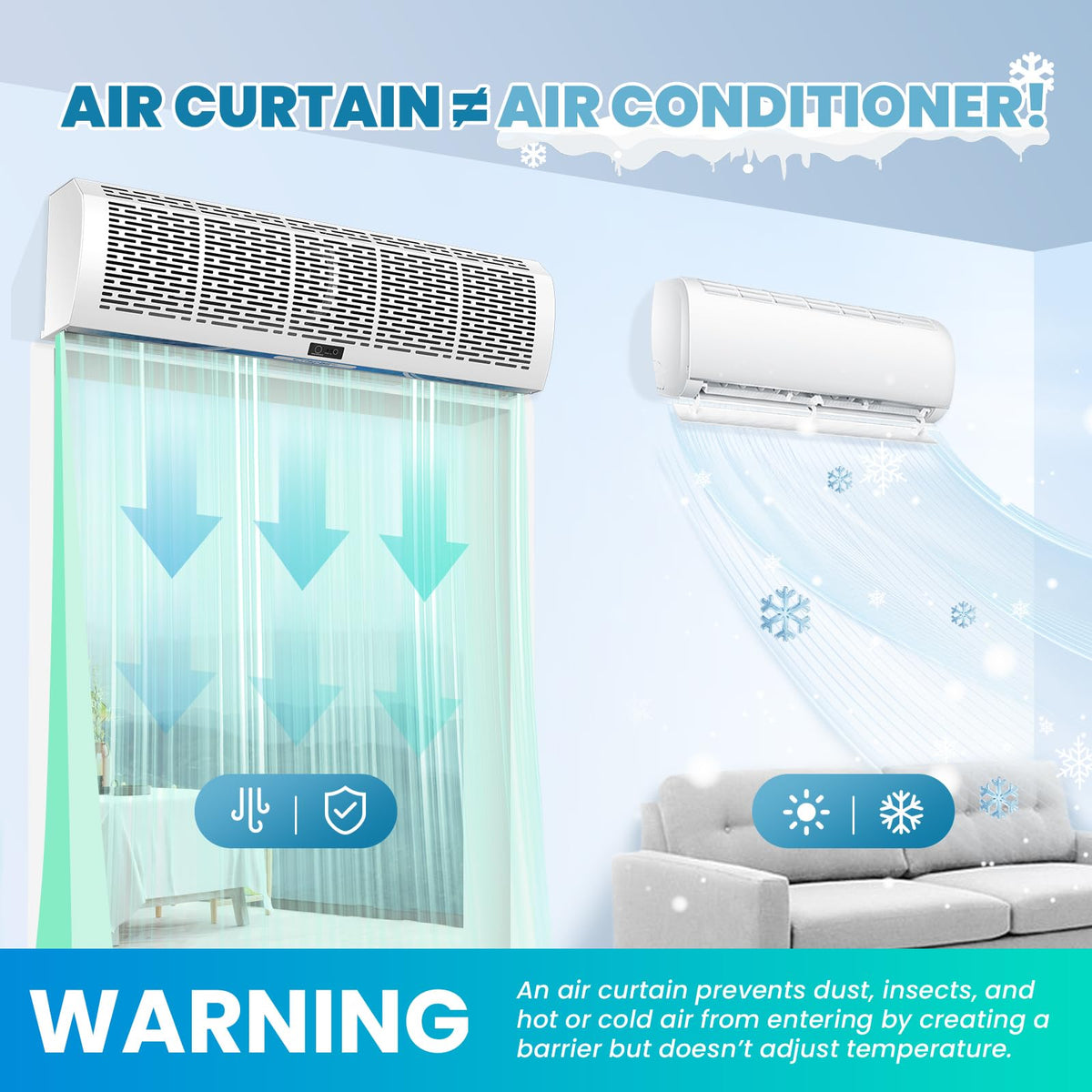36 Inch Wall Mounted Air Curtain Fan O909