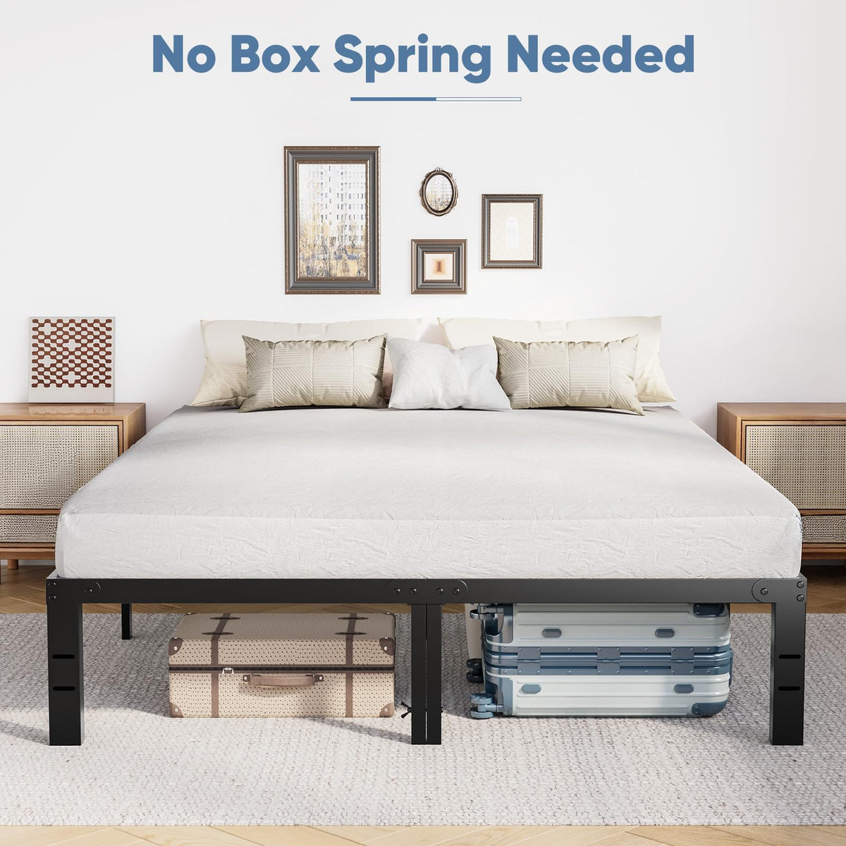 Queen Metal Slat Platform Bed Frame 14 Inch W50505