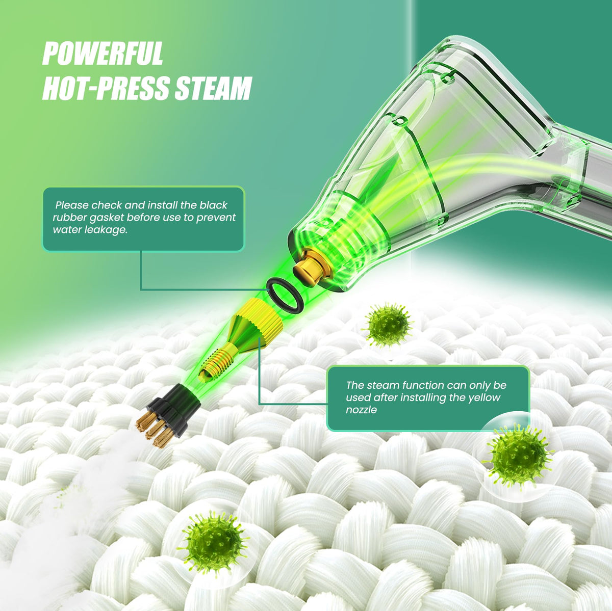 1.2L Portable Handheld Steam Cleaner with 14pcs Accessories H176