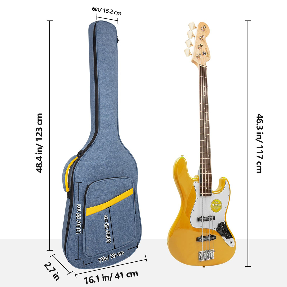 Blue Soft Electric Bass Guitar Gig Bag P3410