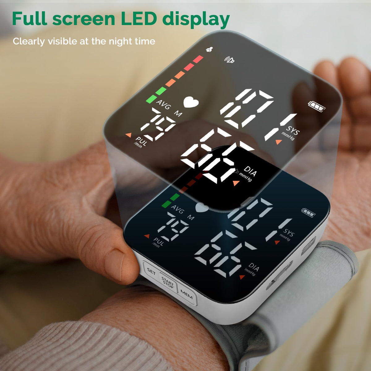 Wrist Blood Pressure Monitor Automatic Talking Digital LED Display M1626