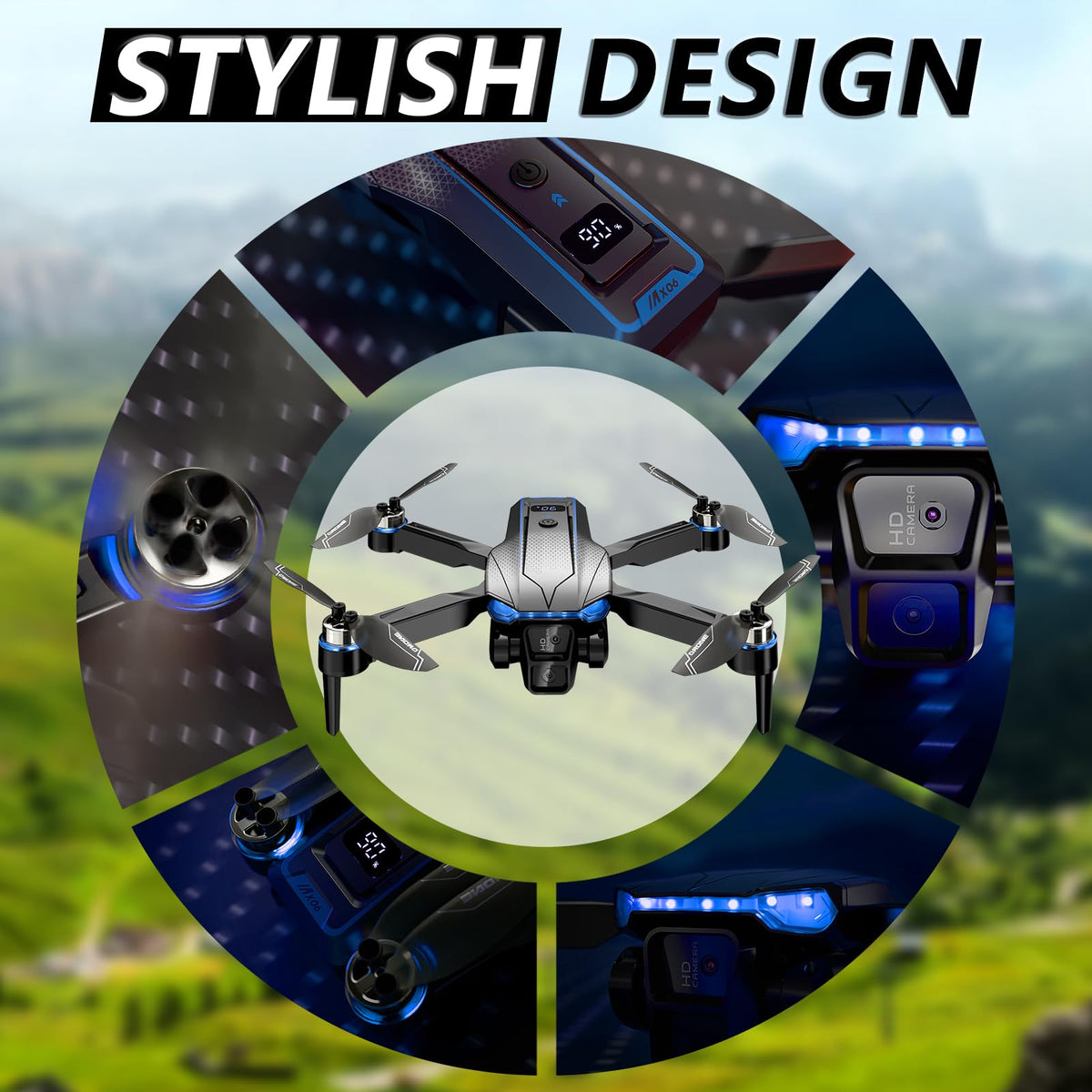 Foldable Mini FPV Drone with 1080P Camera, Carrying Case, 2 Batteries P70547