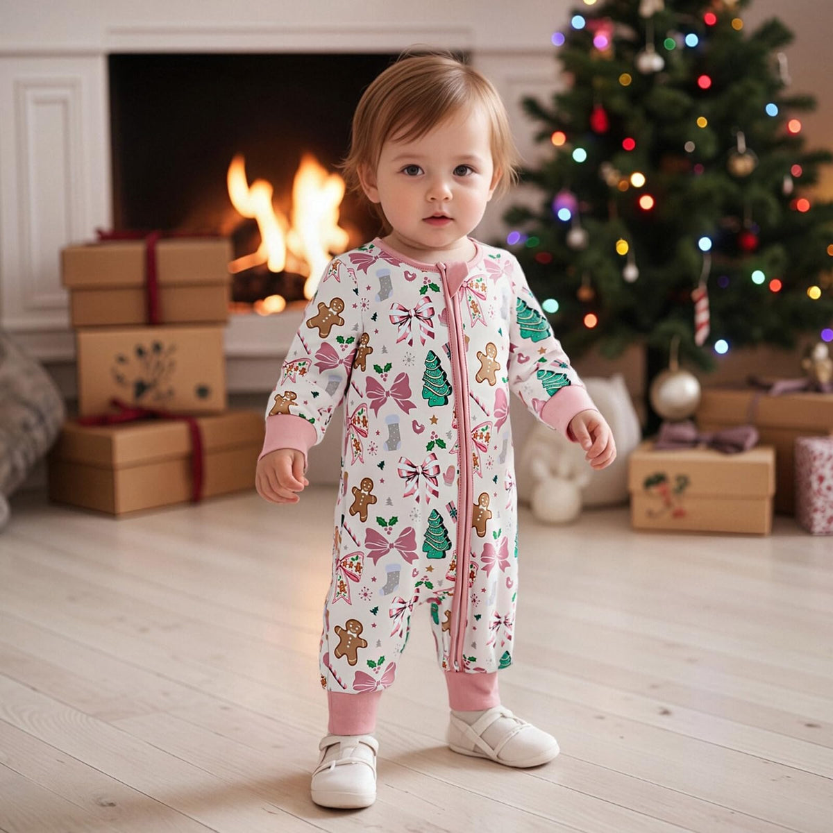 Newborn Christmas Zipper Jumpsuit Romper A735195