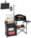 Black Aluminum Camping Kitchen Table with Storage Cupboard P187768