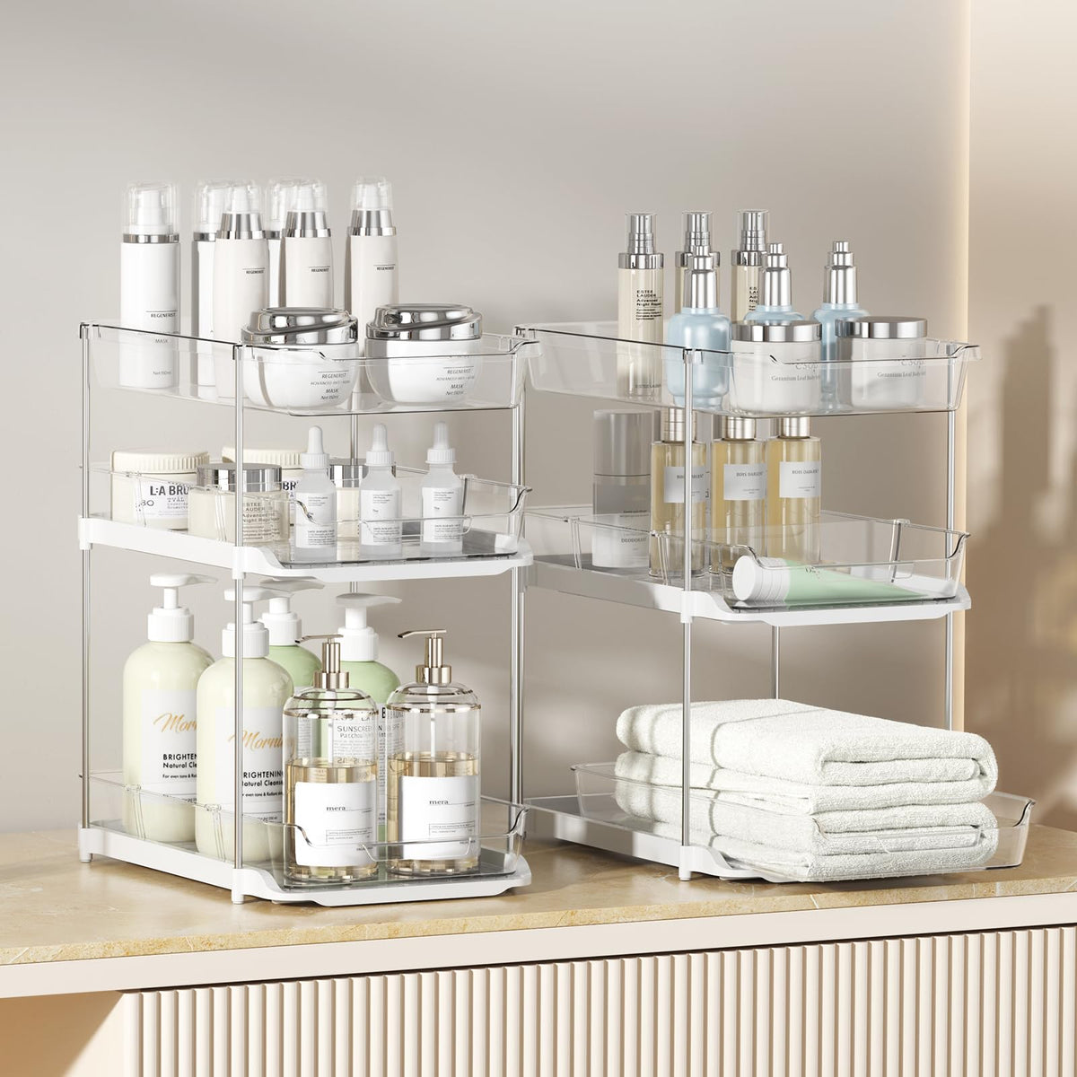 2 Sets of 3-Tier Under Sink Organizers and Storage B1679