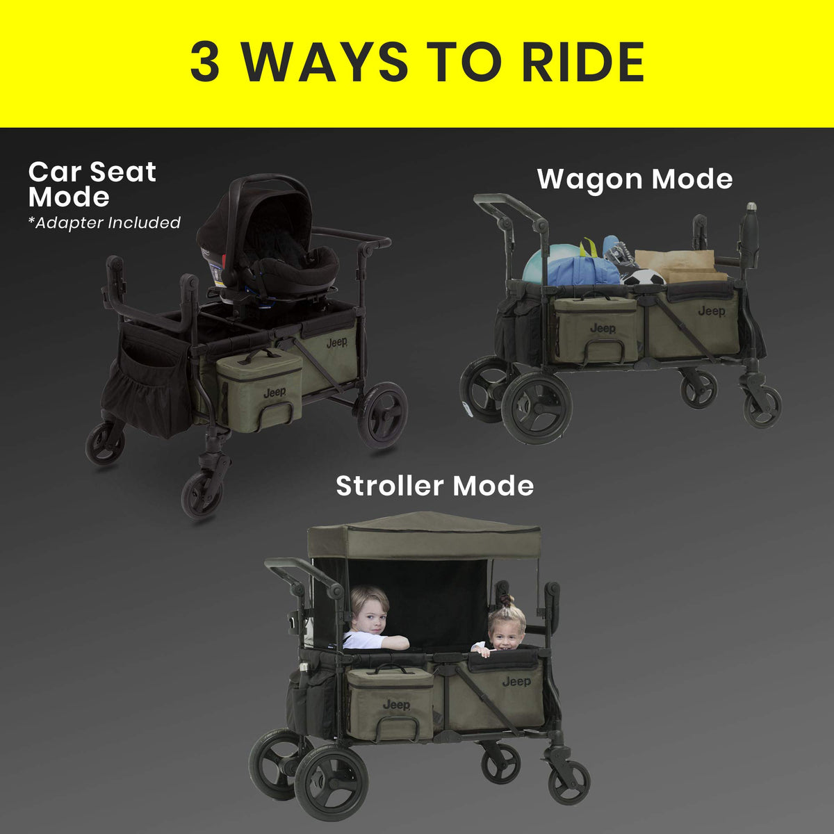 Black/Green Stroller Wagon with Cooler Bag V4776