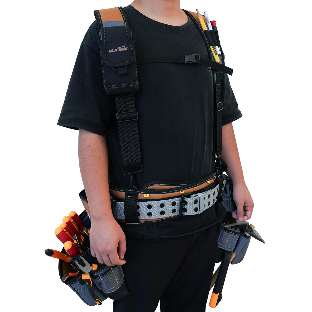 Khaki 28-Pocket Tool Belt and Suspenders I30818
