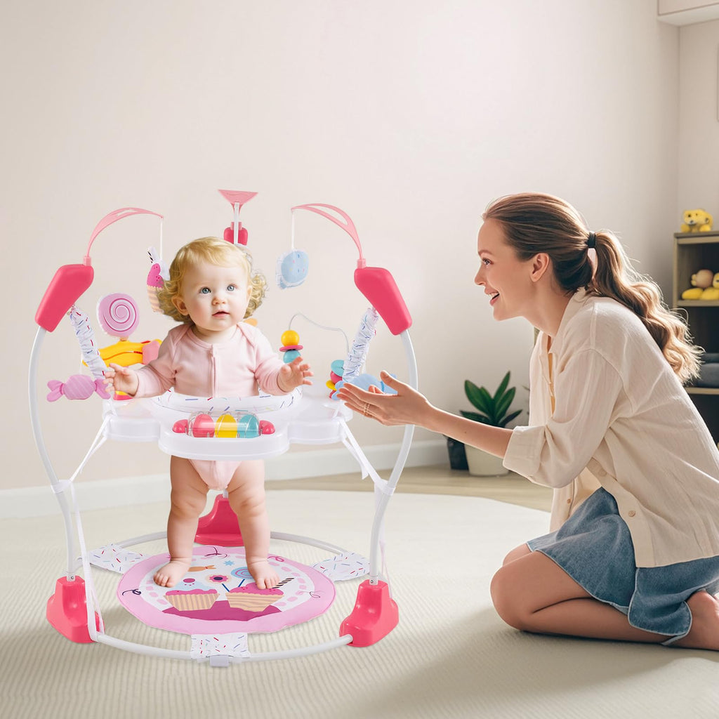 Pink Baby Bouncer Activity Center with Music Lights and Sounds N713984