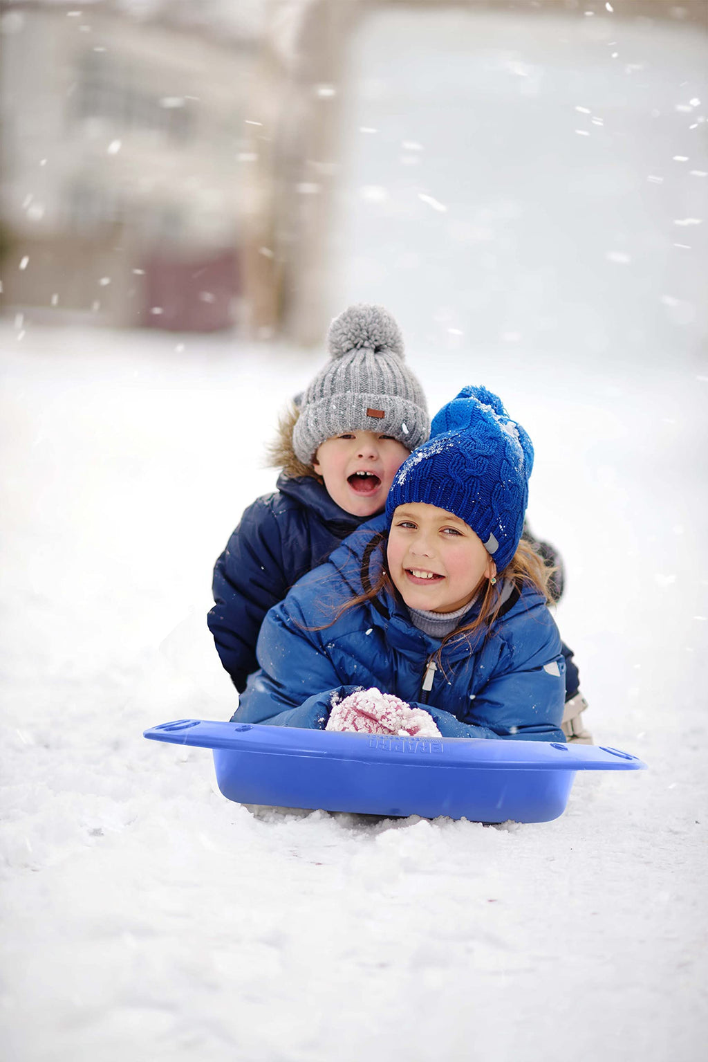36" 48" Heavy Duty Plastic Toboggan Snow Sled with Handles, 3 Pack G2747