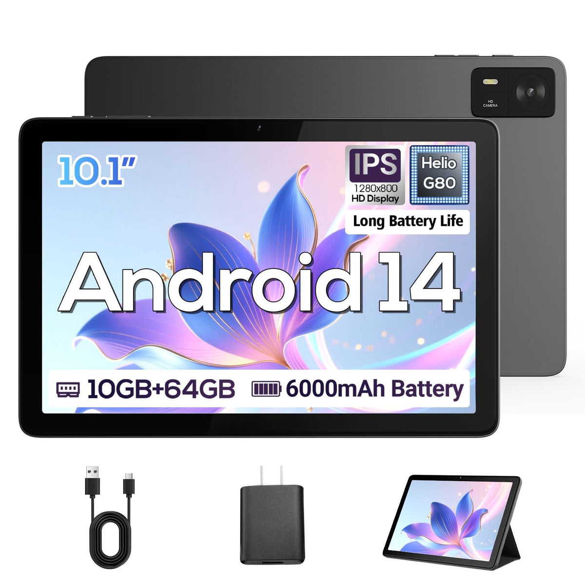 10.1" Android Tablet with Octa-core Processor 10GB RAM 64 GB ROM D527