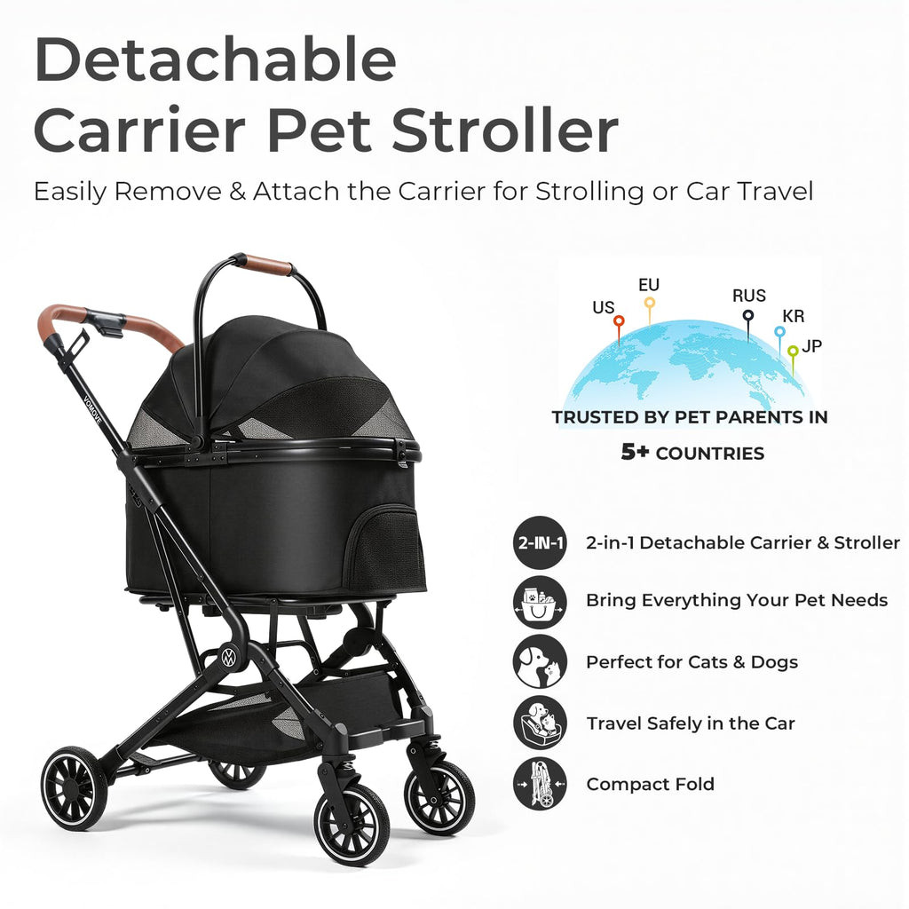 Foldable Pet Stroller with Detachable Carrier Q422