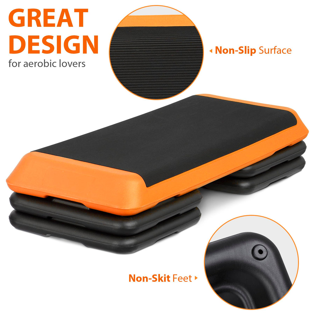 43'' Adjustable Aerobic Step Platform with 4 Stackable Risers F4127