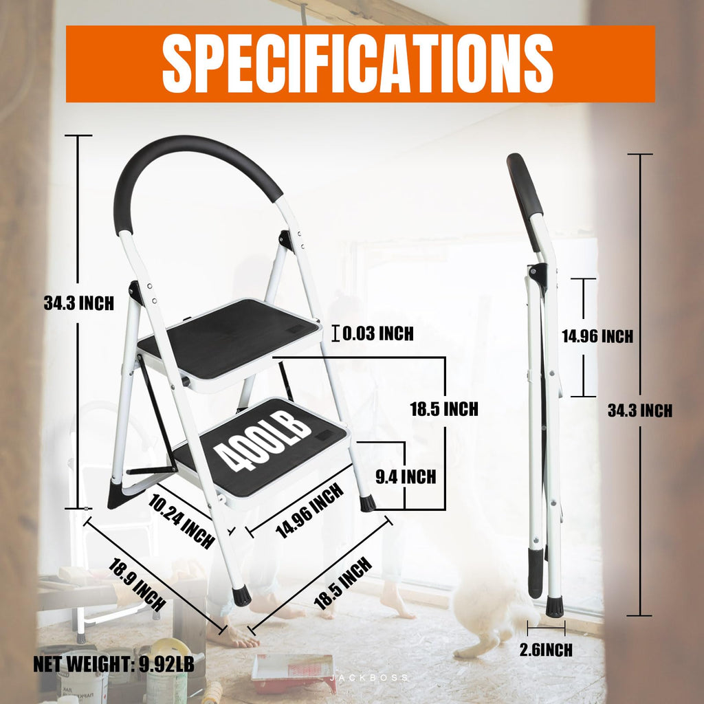 2 Step Folding Lightweight Step Stool with Anti-Slip Pedal 400 lbs Capacity G150