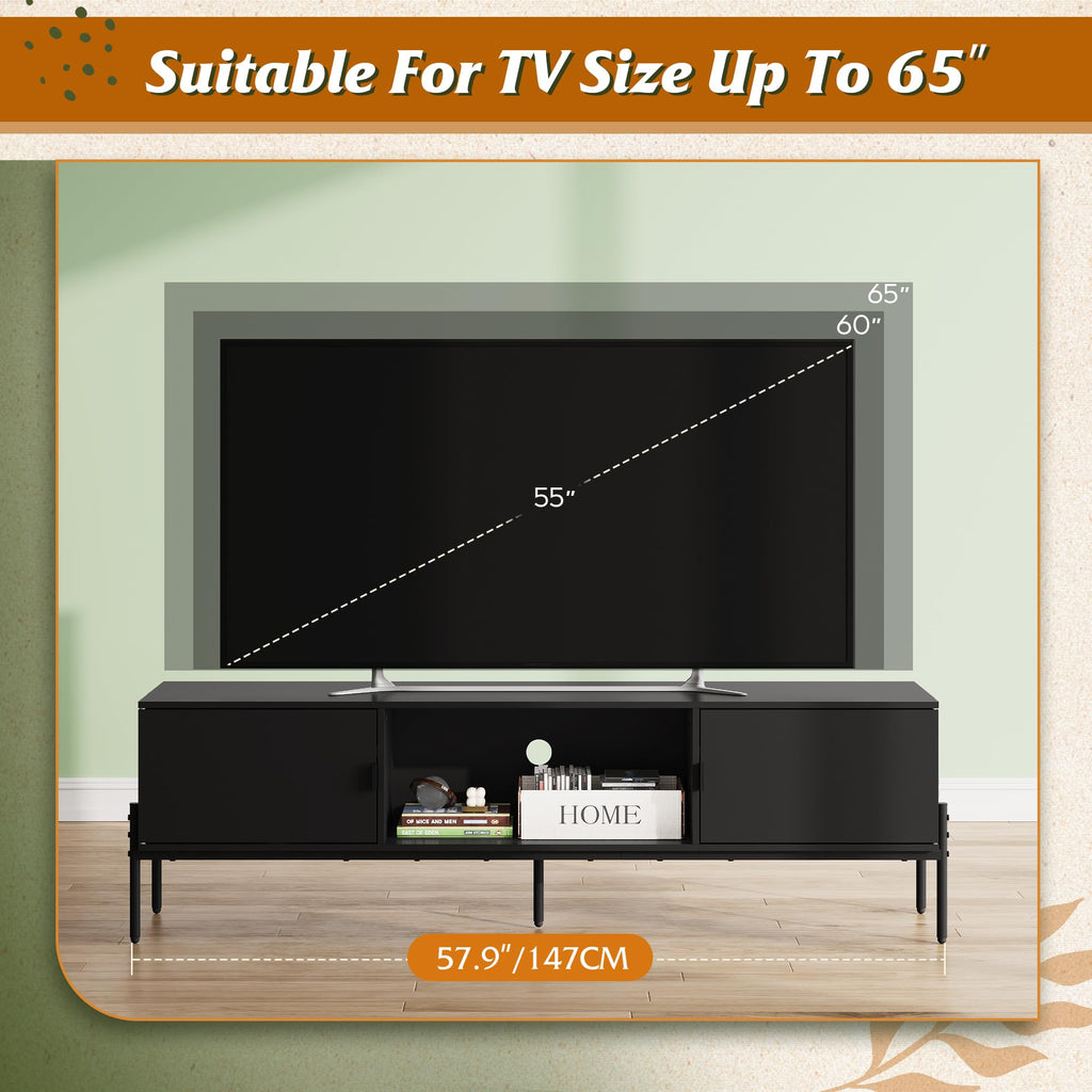 Black TV Stand with Metal Legs D713