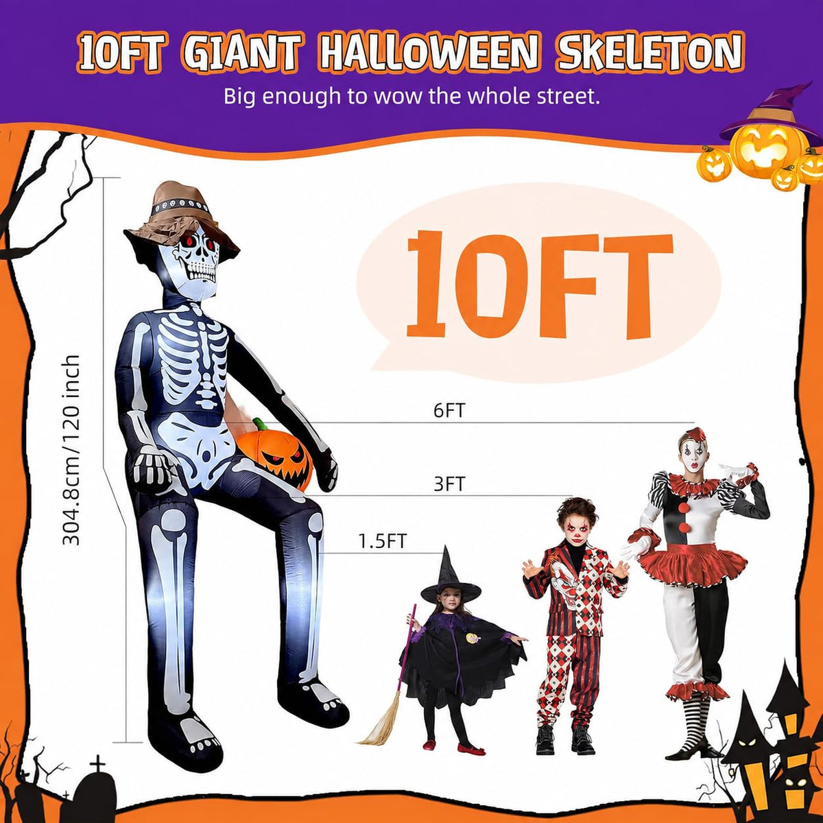 10FT Halloween Inflatable Skeleton Z8883