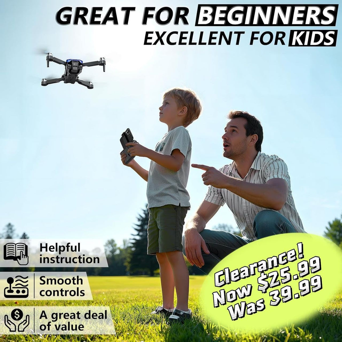 Foldable Mini FPV Drone with 1080P Camera, Carrying Case, 2 Batteries P70547