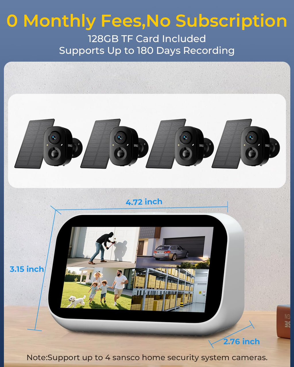 4 Cam Wireless Solar Security Camera System Q209