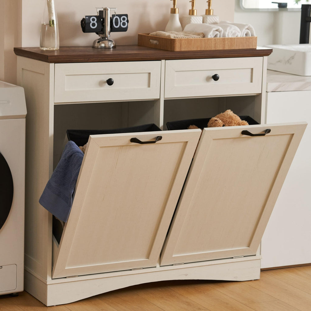 Antique White Tilt Out Trash Cabinet M707