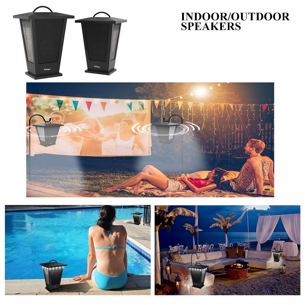 Pinao Black Waterproof Bluetooth Speakers 2 Packs 20W with LED Lights Y712