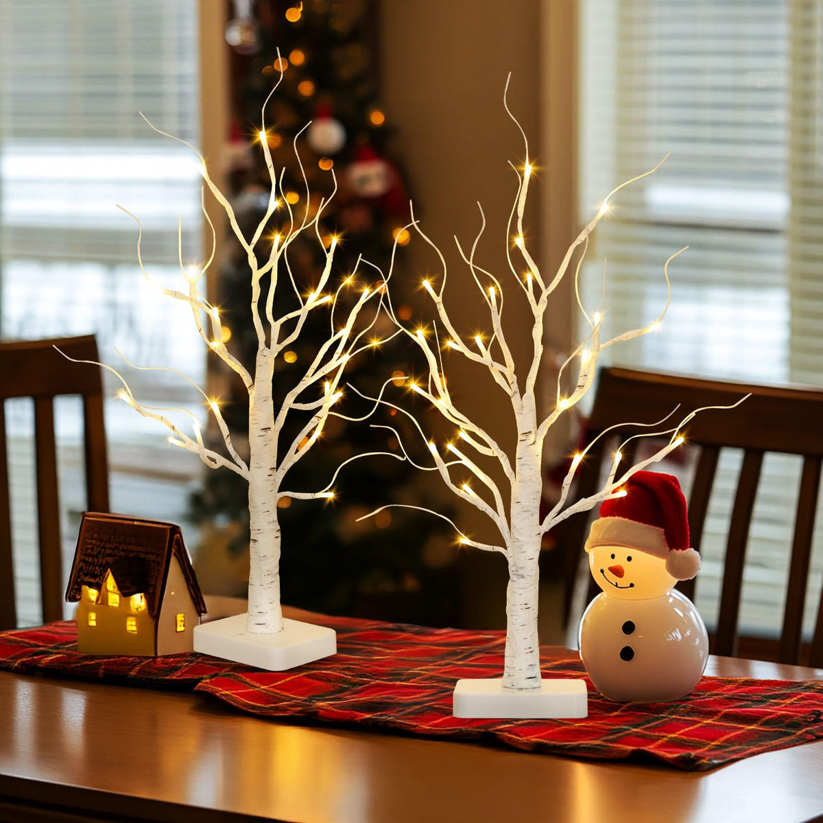 Lighted Birch Tree 2 Pack with 24 LED Battery Powered Timer Z503757