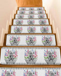 Pink Floral Non Slip Stair Treads 4 Pcs D43169