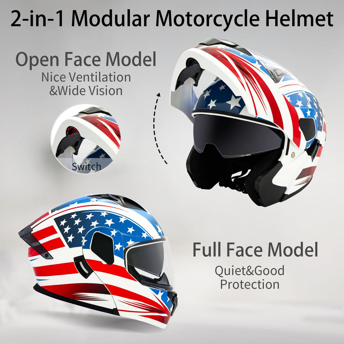 DOT Approved Dual Visor Full Face Motorcycle Helmet C4349