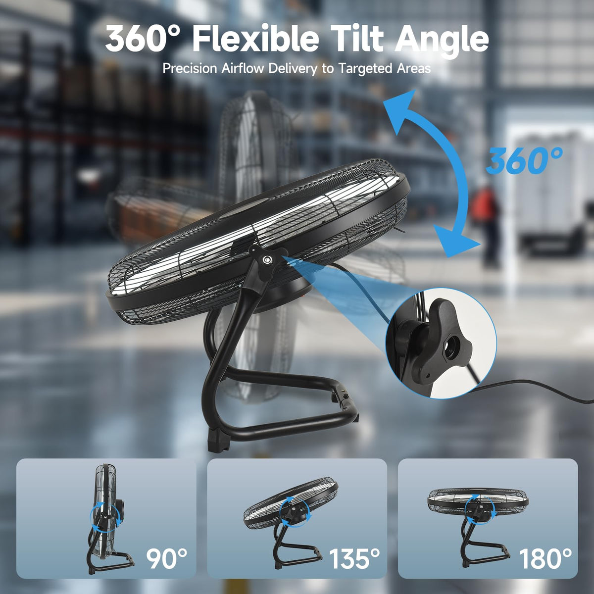 20" High Velocity Metal Floor Fan with Light D45313