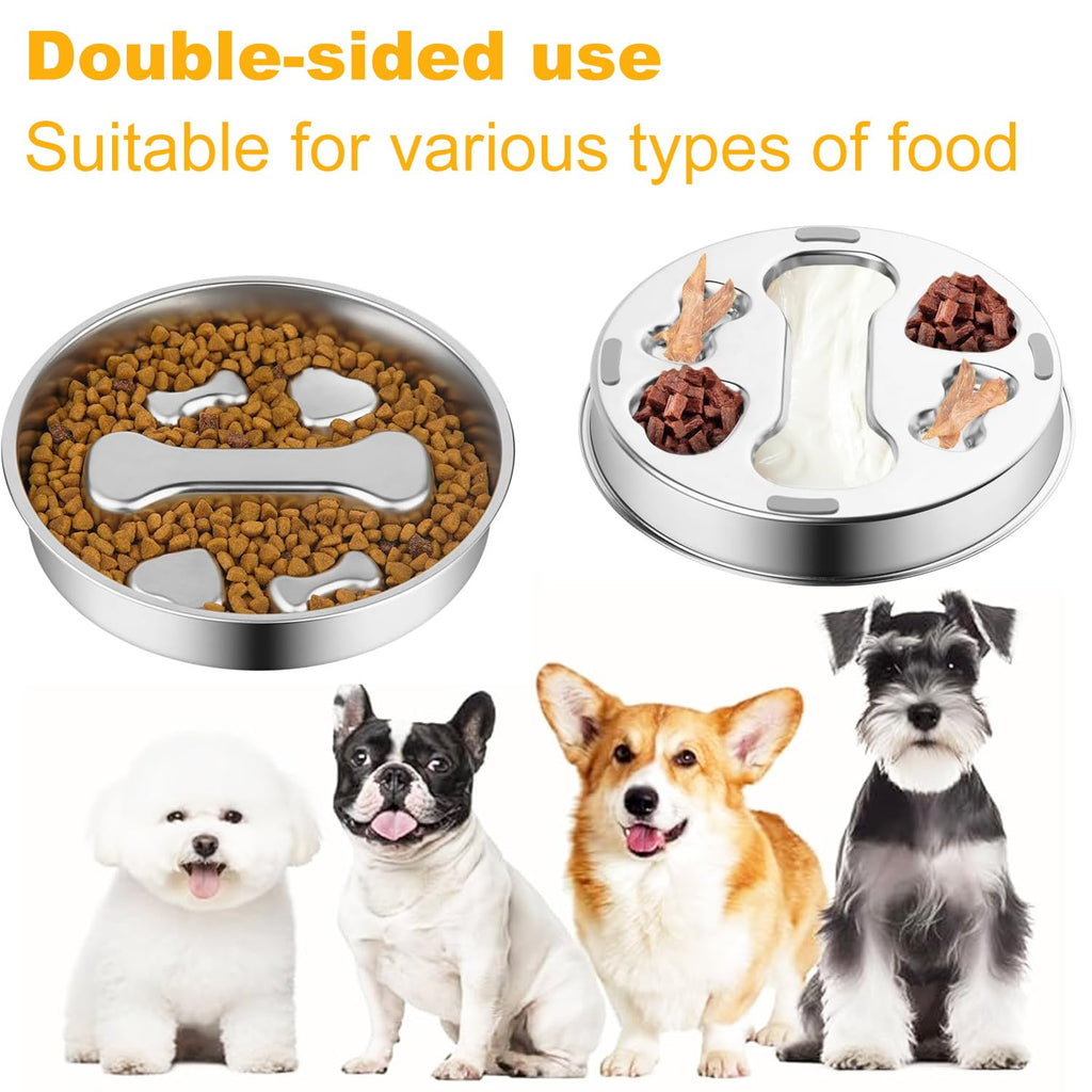 Stainless Steel Slow Feeder Dog Bowls, 2 Pcs O998112