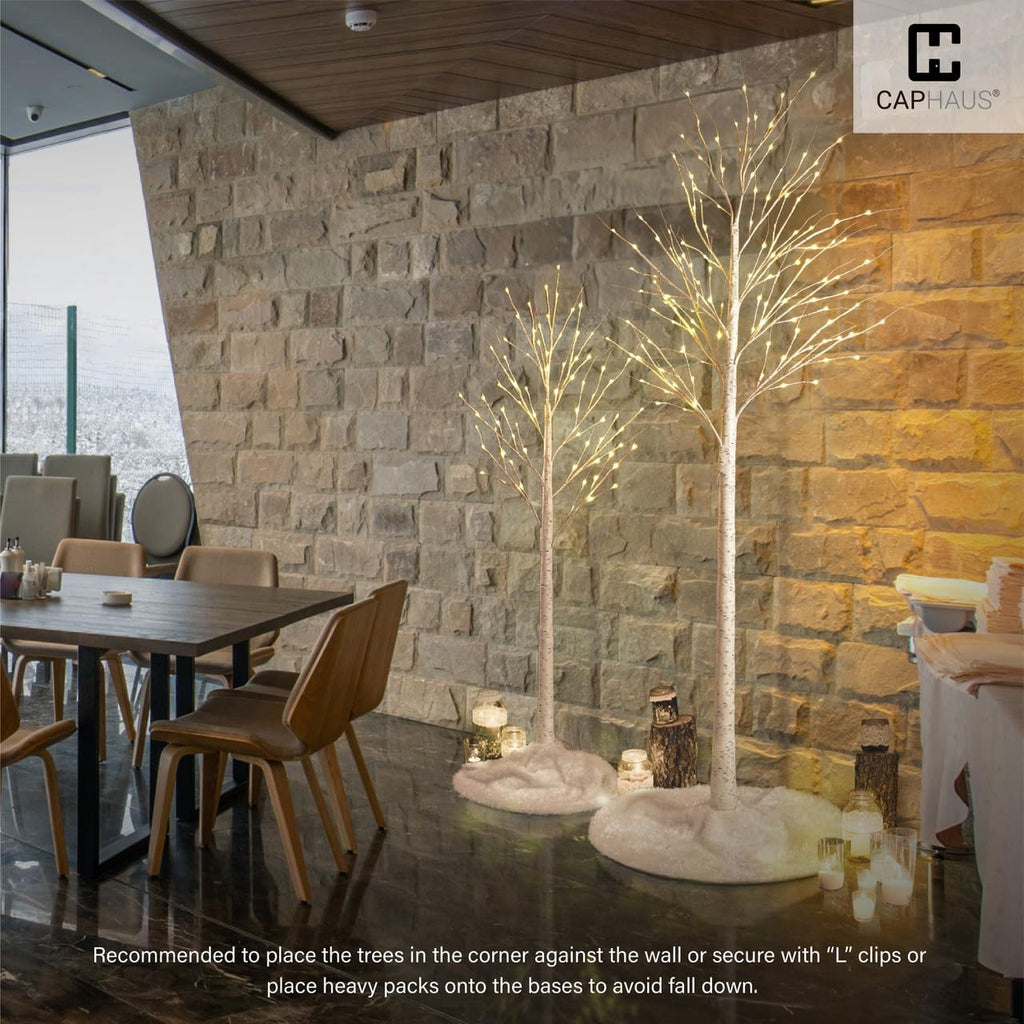 8 Ft White Pre-Lit Birch Tree with 132 Warm White LED L827