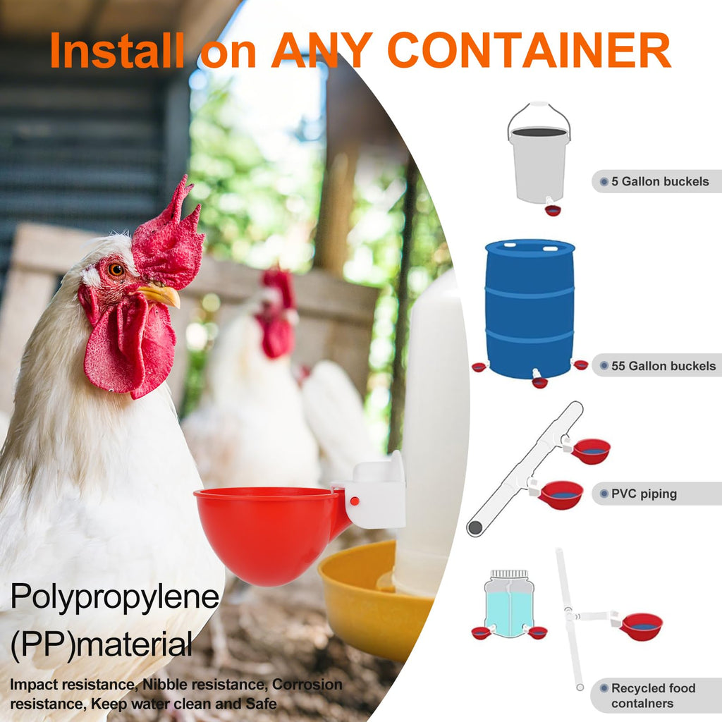 6 Pack Automatic Chicken Waterer Cups W69670
