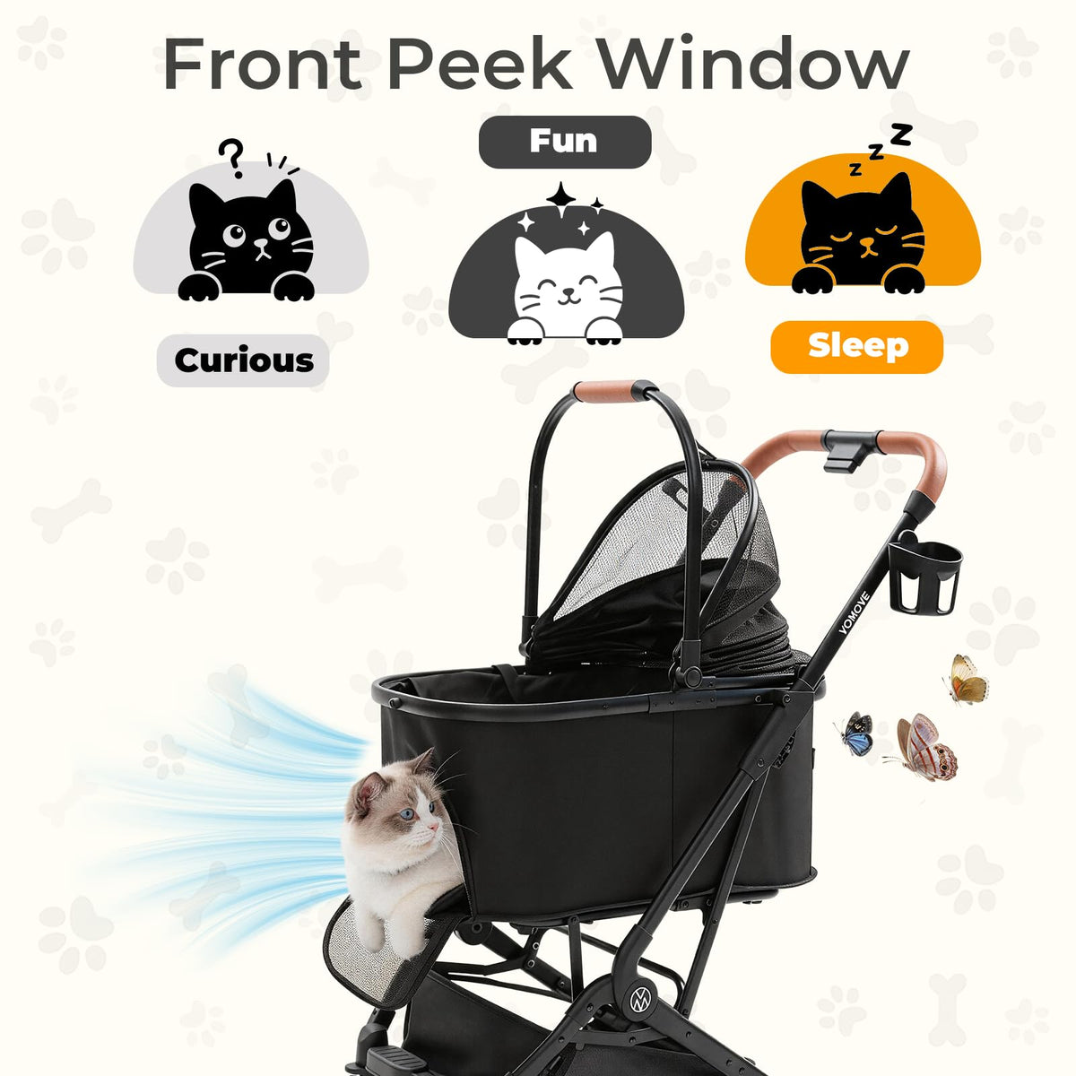 Foldable Pet Stroller with Detachable Carrier Q422