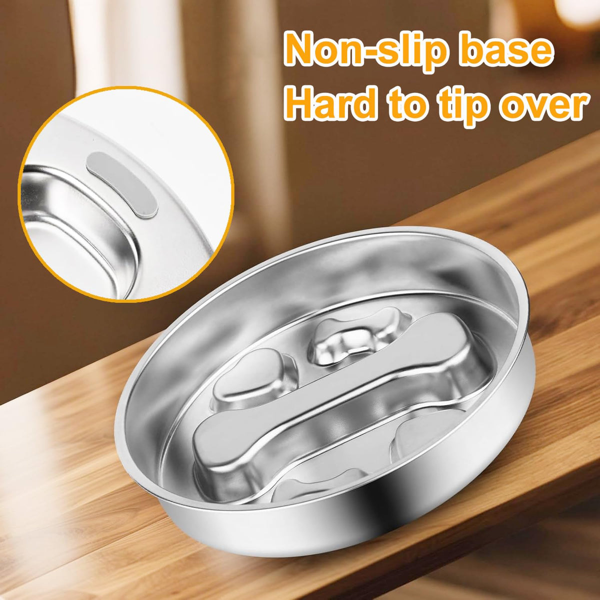 Stainless Steel Slow Feeder Dog Bowls, 2 Pcs O998112