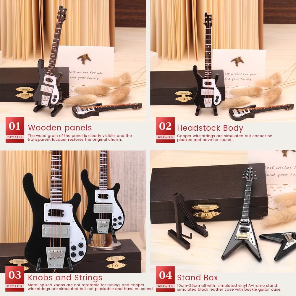 Black Miniature Bass Guitar Replica 1:4 Scale J12953