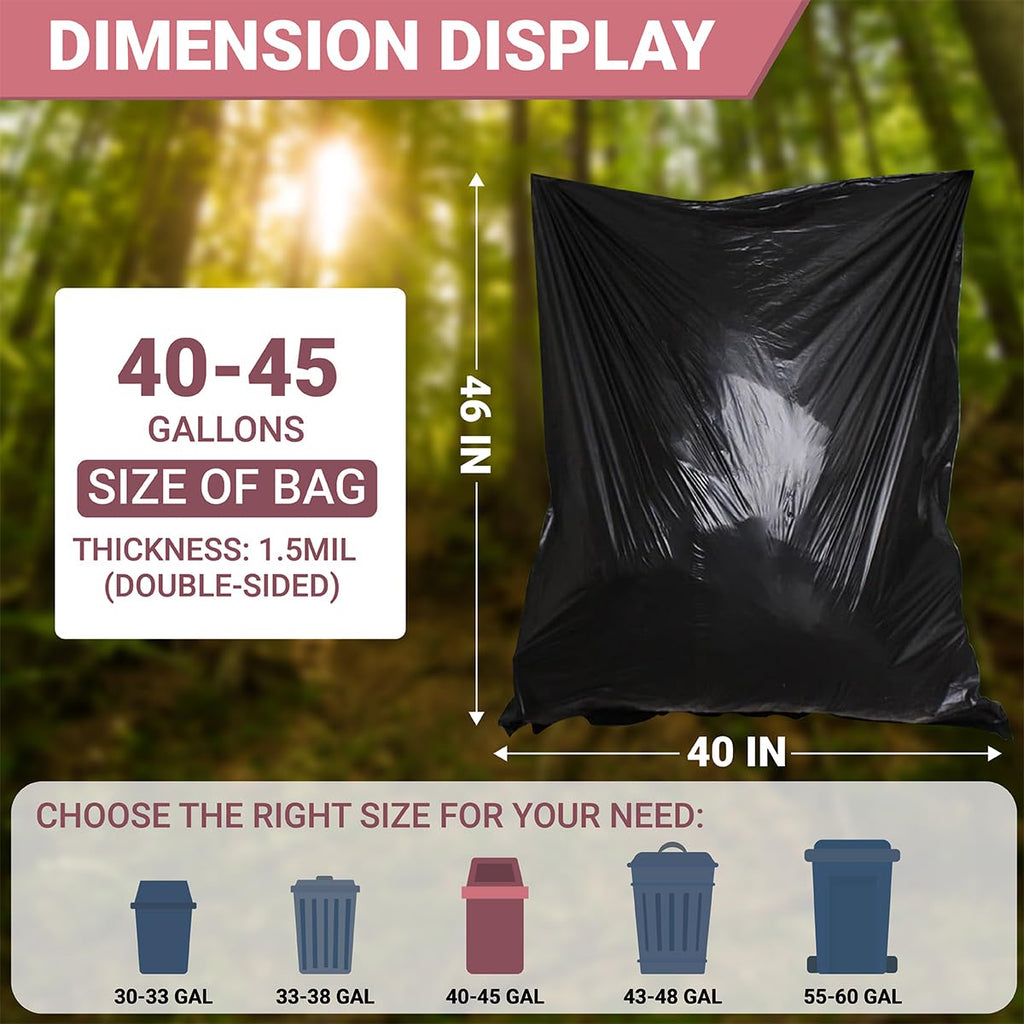 Heavy Duty Black Trash Bags, 100 Count, 40in x 46in C3822