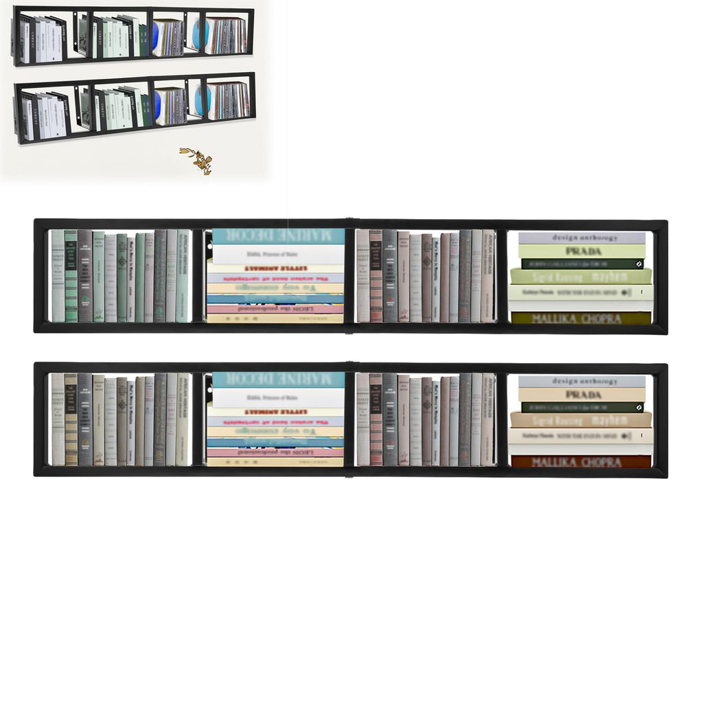 34" Wall Mount Media Storage Rack, CD DVD Organizer Metal Floating Shelf J98594