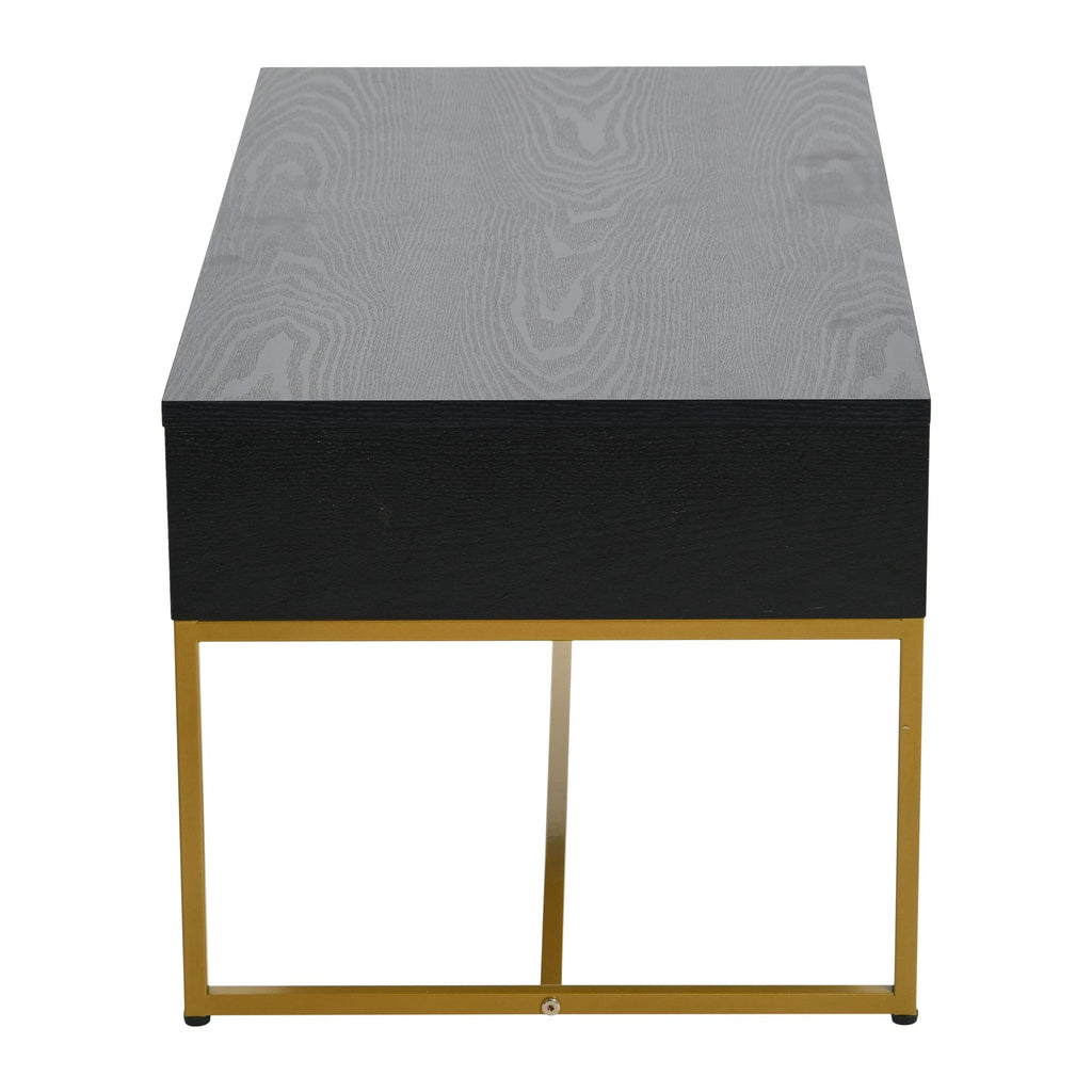 Black Oak Finish Coffee Table with Iron Base K186329