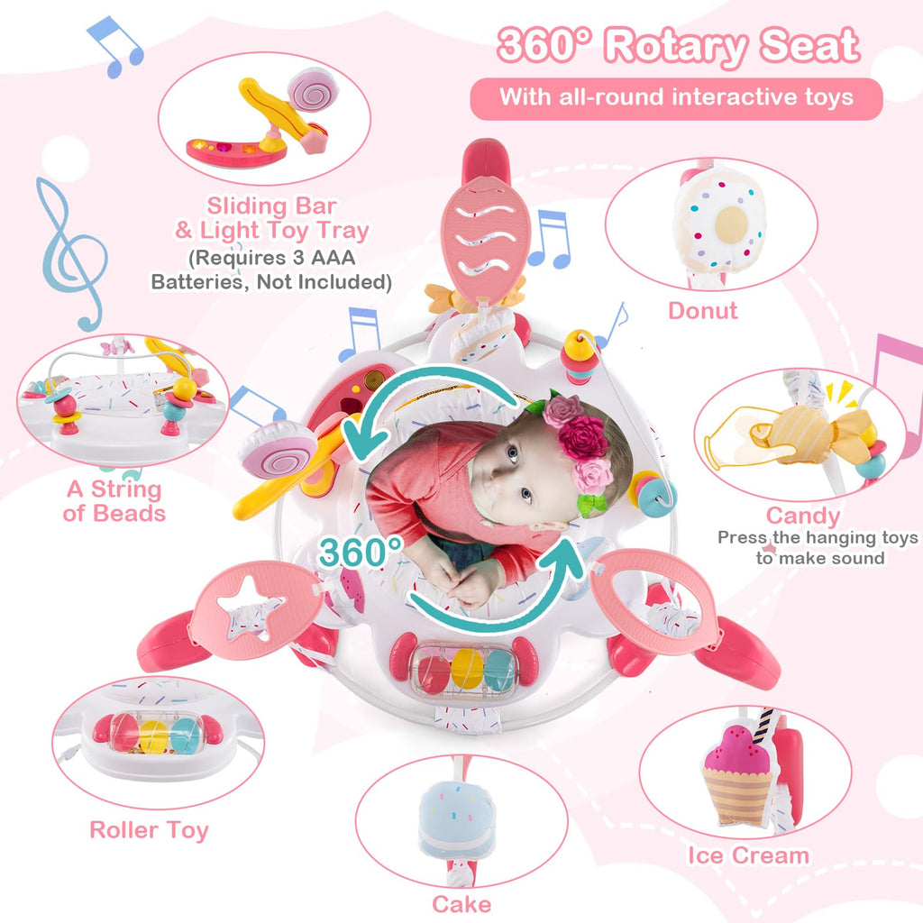 Pink Baby Bouncer Activity Center with Music Lights and Sounds N713984
