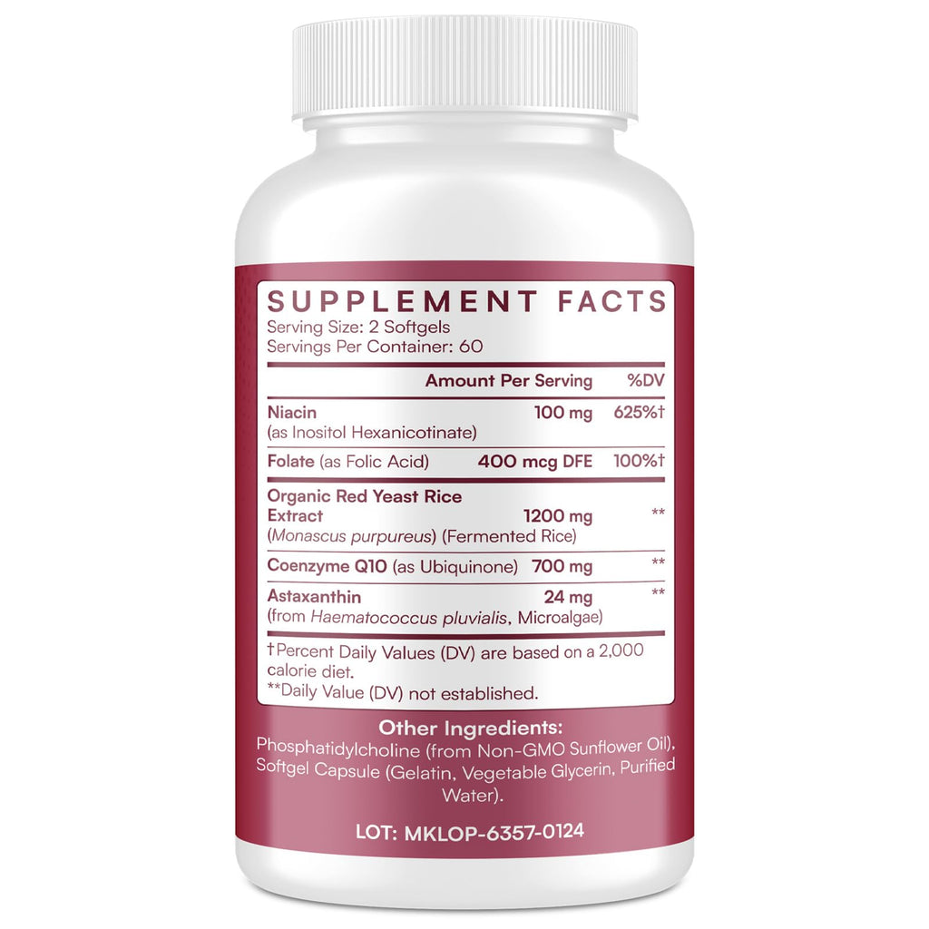 Red Yeast Rice 1200mg CoQ10 Astaxanthin 120 Softgels F559