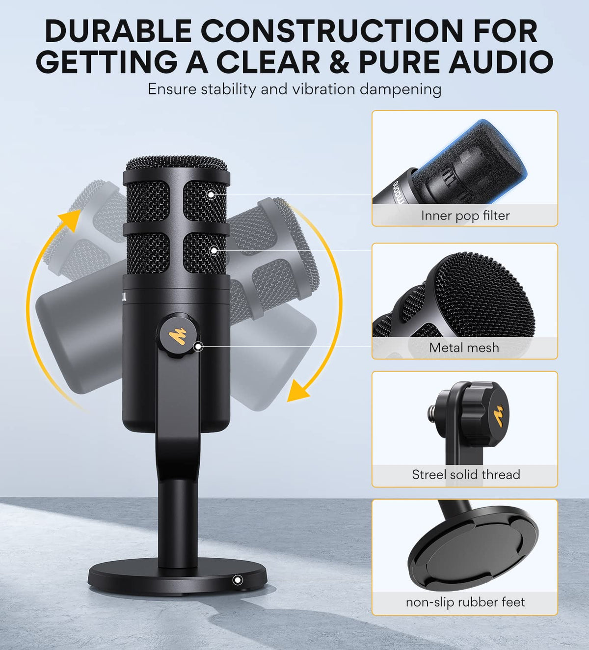 XLR Podcast Microphone, Cardioid Dynamic Metal Desk Mic G144956