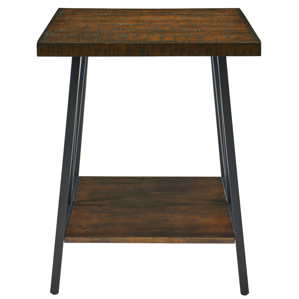 Mid Century Modern End Table with Storage, 2-Tier Open Shelves, Cherry Walnut N961
